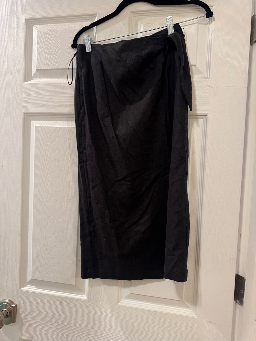 Steve Madden Black Midi Wrap Skirt with Side Tie